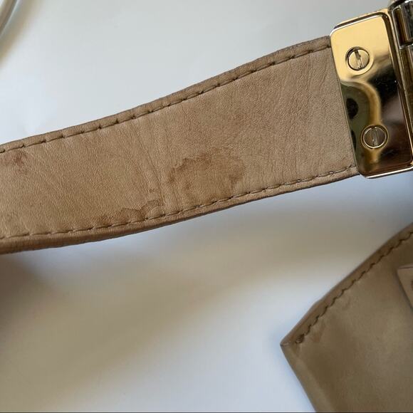 Jimmy Choo Parker Shoulder Bag Calfskin Leather Made in Italy Tan Neutral GUC - Picture 14 of 16